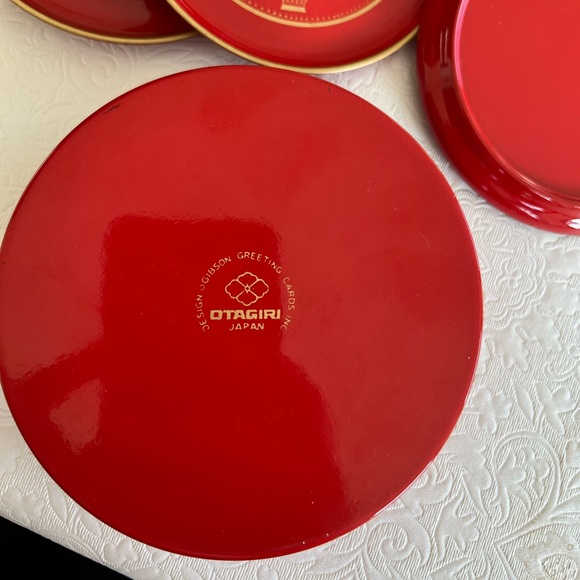 Vintage Otagiri Christmas Tree Holiday Coasters set of 5 with tin - Picture 3 of 4